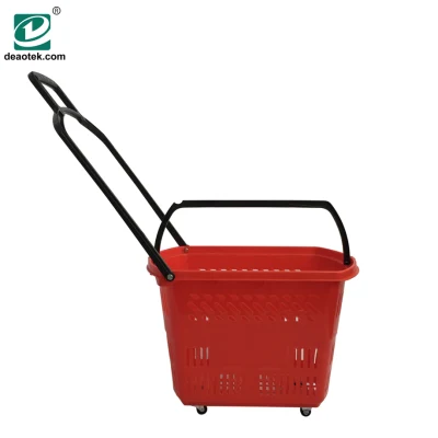 Plastic Supermarket Baskets with Wheels/Shopping Trolley for Elderly