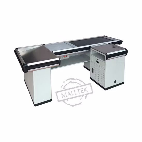 Stainless Steel Checkout Counter Used in Supermarket