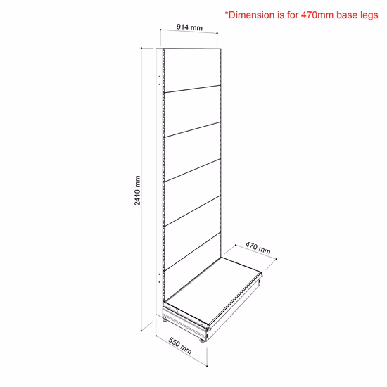 2400h Single-Sided Gondola Shelving Bay with Perforated Back Panels