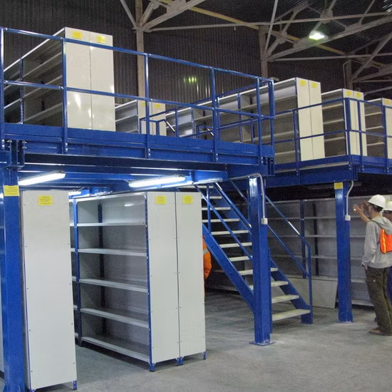 Ebil Tech CAD Drawing Supply Industrial Metal Mezzanine with Steel Railing