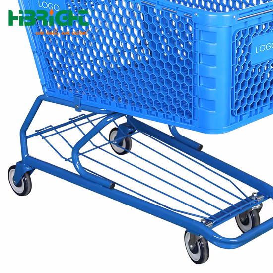 180 Liters Plastic Retail Grocery Supermarket Push Shopping Trolley for Us Market