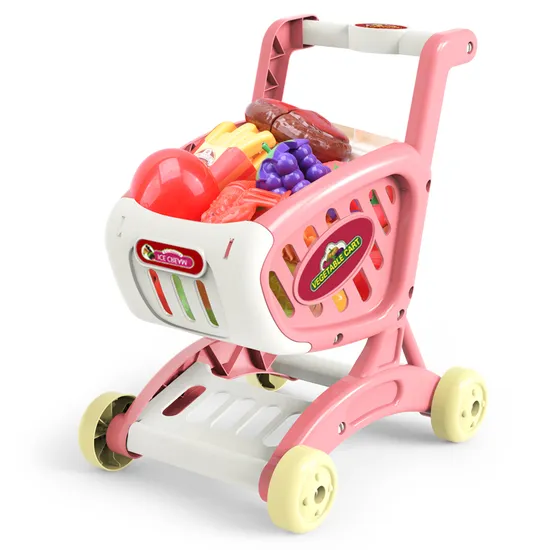 Kids Trolley Supermarket Hand Push Cart Shopping Trolley